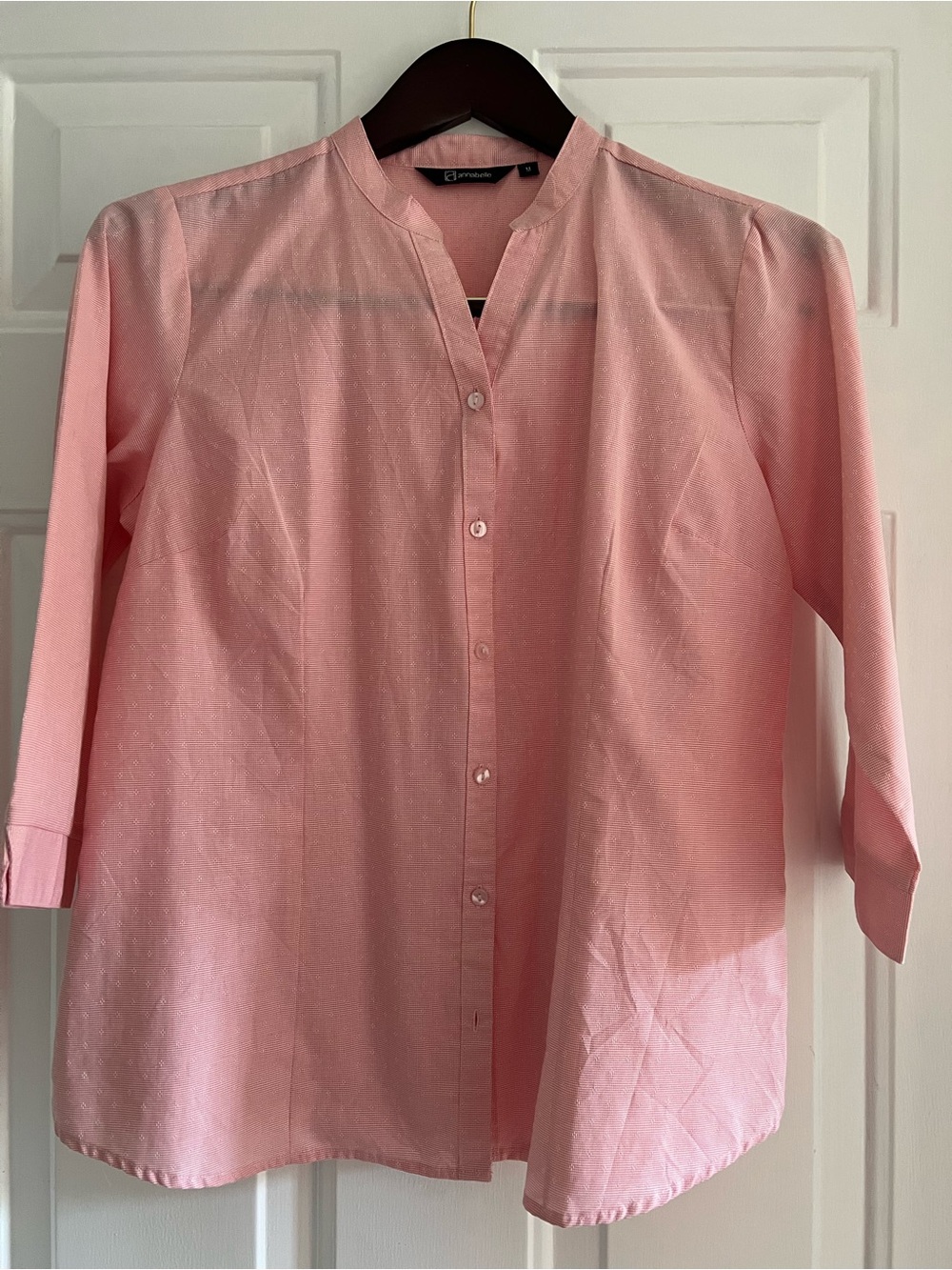 Annabelle women’s Light red Textured Notch-Collar Button Shirt